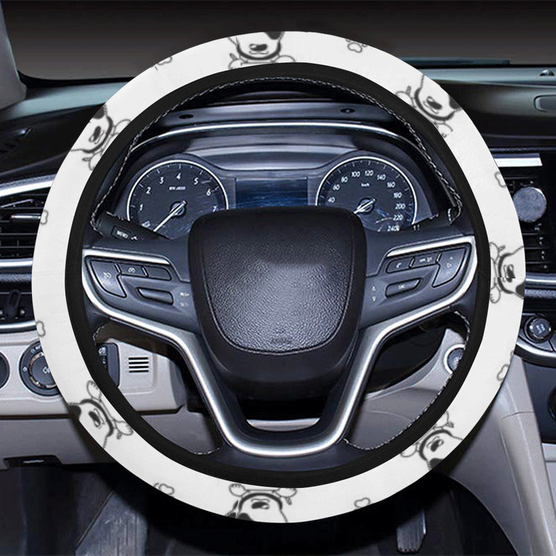 Bull Terriers Pattern Print Design 06 Steering Wheel Cover with Elastic Edge