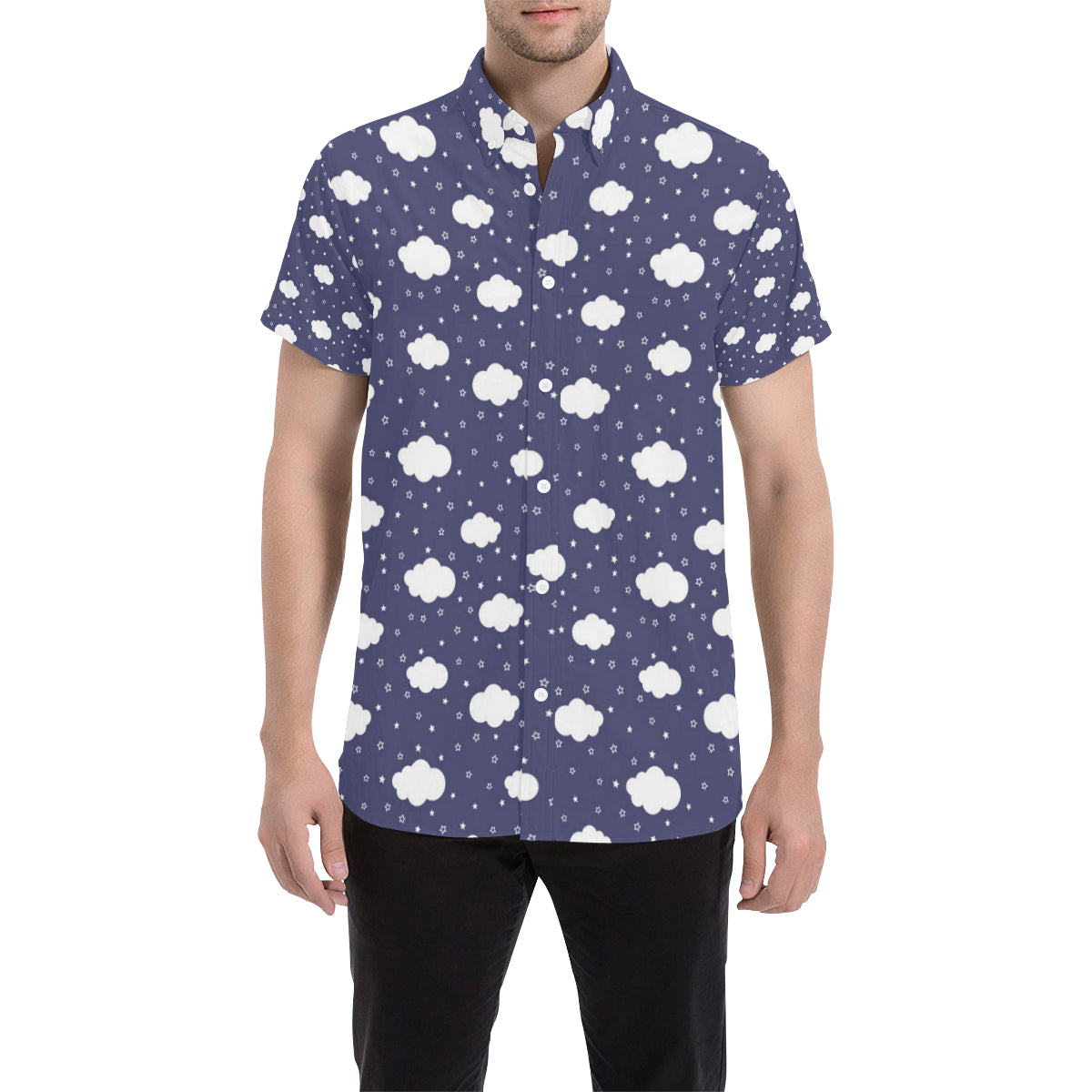 Cloud  Pattern Print Design 03 Men's Short Sleeve Button Up Shirt