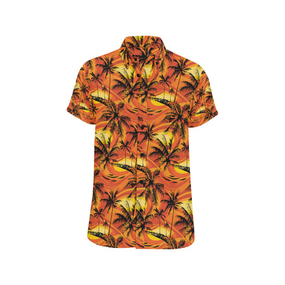 Palm Tree Pattern Print Design A02 Men's Short Sleeve Button Up Shirt