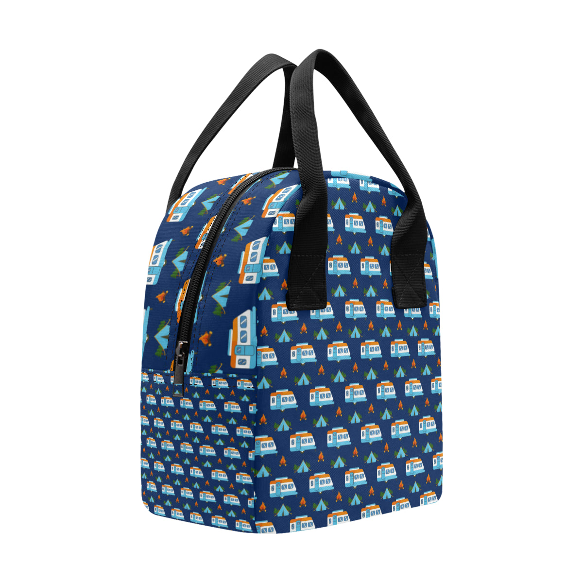 Camper Pattern Camping Themed No 3 Print Insulated Lunch Bag