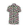 Hibiscus Pink Flower Hawaiian Print Men's Short Sleeve Button Up Shirt