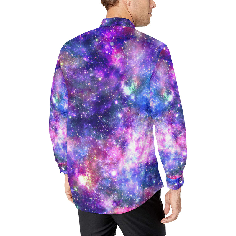 Galaxy Night Stardust Space Print Men's Long Sleeve Shirt