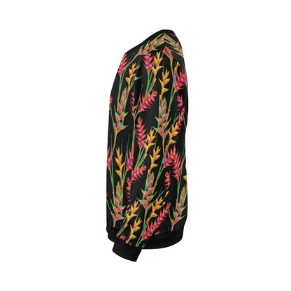 Heliconia Pattern Print Design HL01 Men Long Sleeve Sweatshirt