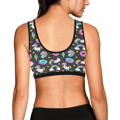 Donut Unicorn Pattern Print Design DN09 Sports Bra