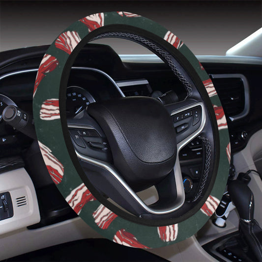Bacon Pattern Print Design 02 Steering Wheel Cover with Elastic Edge