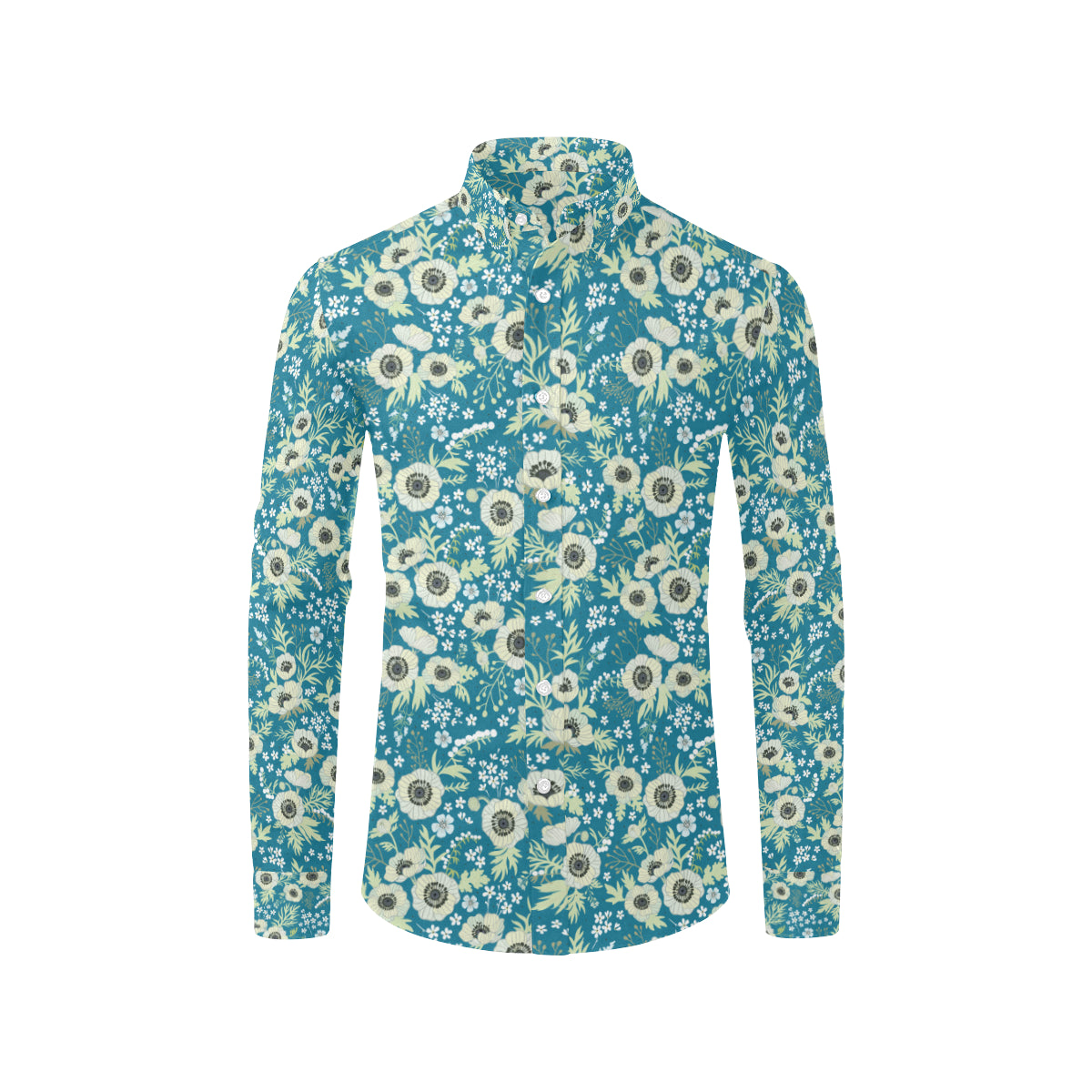 Anemone Pattern Print Design 01 Men's Long Sleeve Shirt