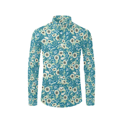 Anemone Pattern Print Design 01 Men's Long Sleeve Shirt