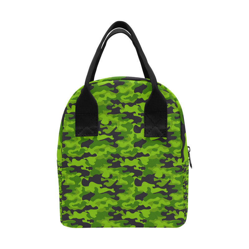 Green Kelly Camo Print Insulated Lunch Bag