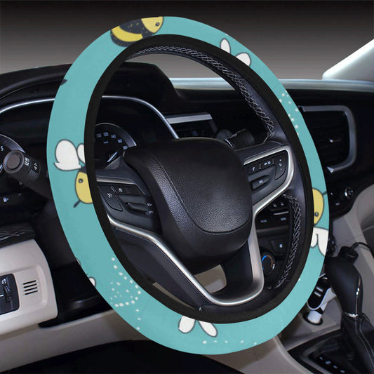 Bee Pattern Print Design BEE02 Steering Wheel Cover with Elastic Edge