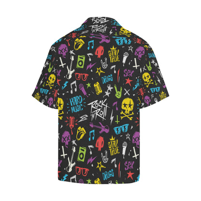 Rock and Roll Pattern Print Design A02 Men's Hawaiian Shirt