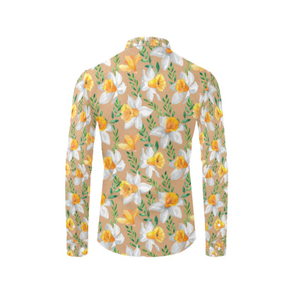 Daffodils Pattern Print Design DF04 Men's Long Sleeve Shirt