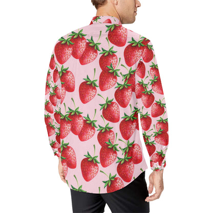Strawberry Pattern Print Design SB03 Men's Long Sleeve Shirt