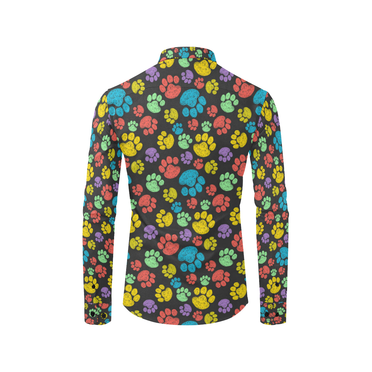 Paw Colorful Print Men's Long Sleeve Shirt