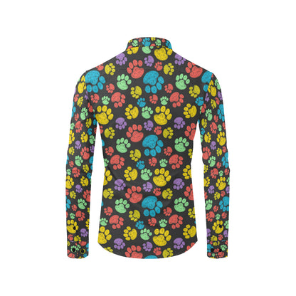 Paw Colorful Print Men's Long Sleeve Shirt