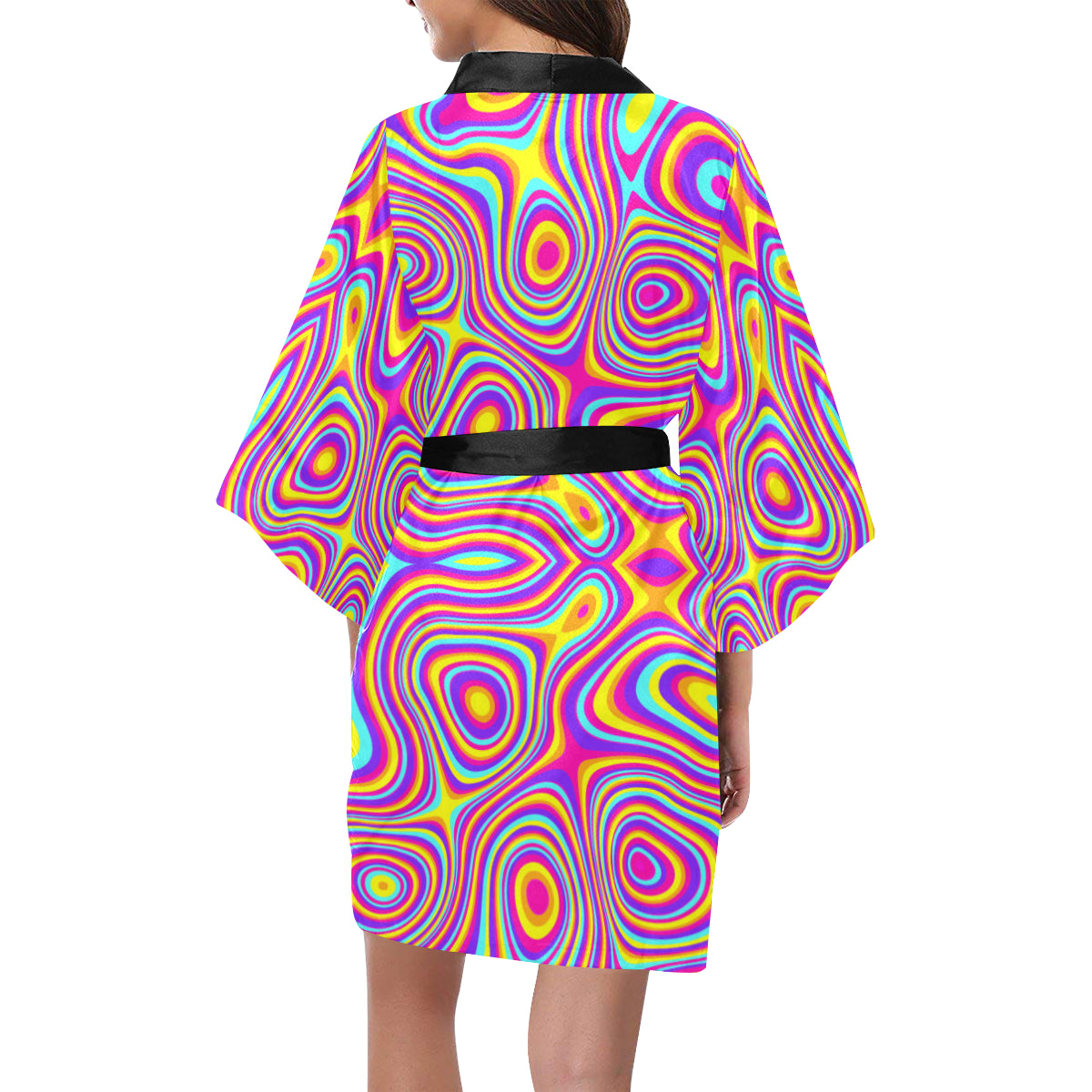 Liquid Pattern Print Design 06 Women's Short Kimono
