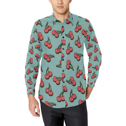 Cherry Pattern Print Design CH03 Men's Long Sleeve Shirt