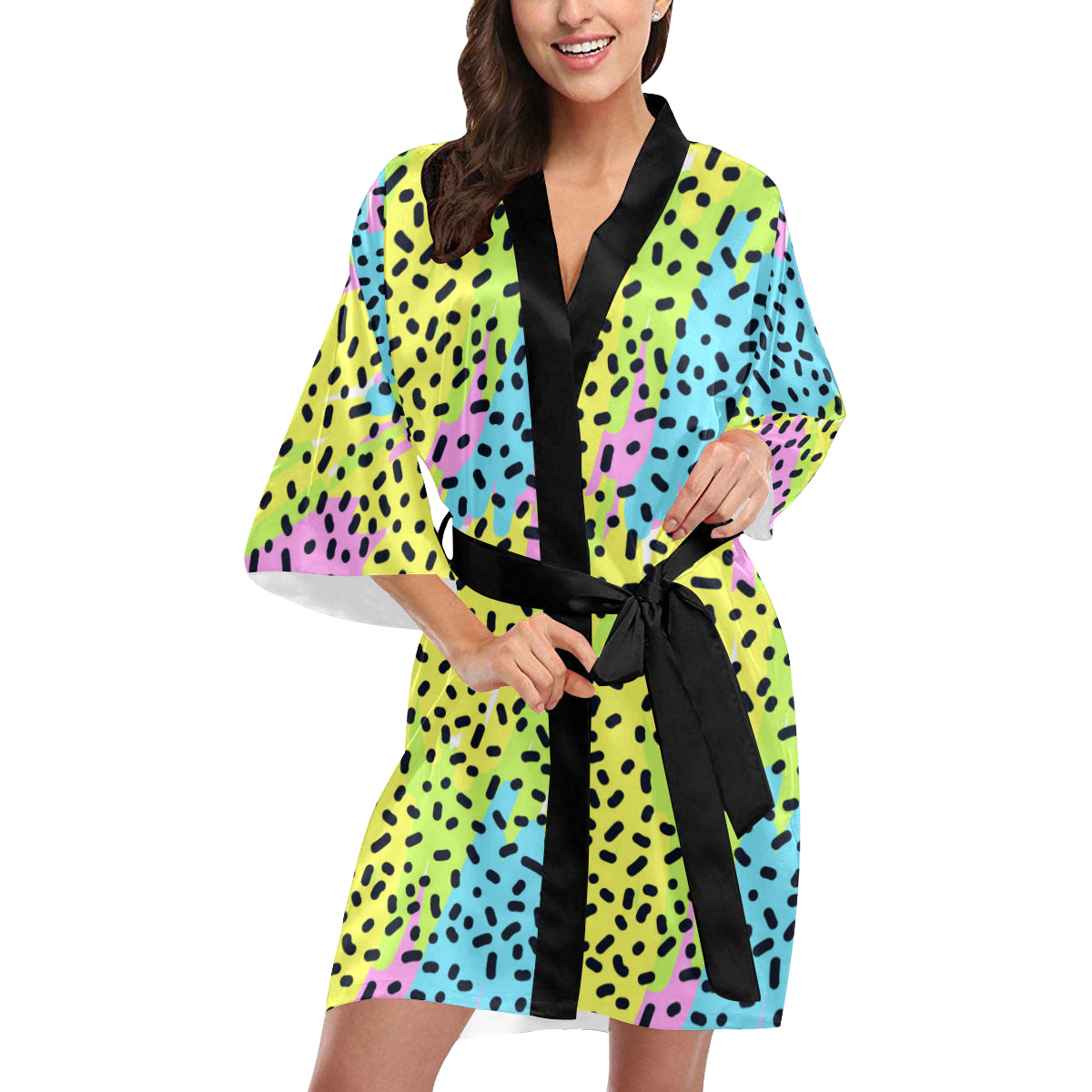 90s Pattern Print Design 2 Women's Short Kimono