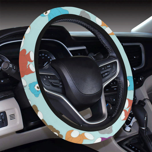 Bear Cute Pattern Print Design 03 Steering Wheel Cover with Elastic Edge