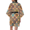 Boho Pattern Print Design 07 Women's Short Kimono