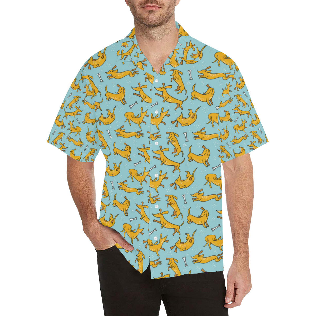 Dachshund Pattern Print Design 08 Men's Hawaiian Shirt