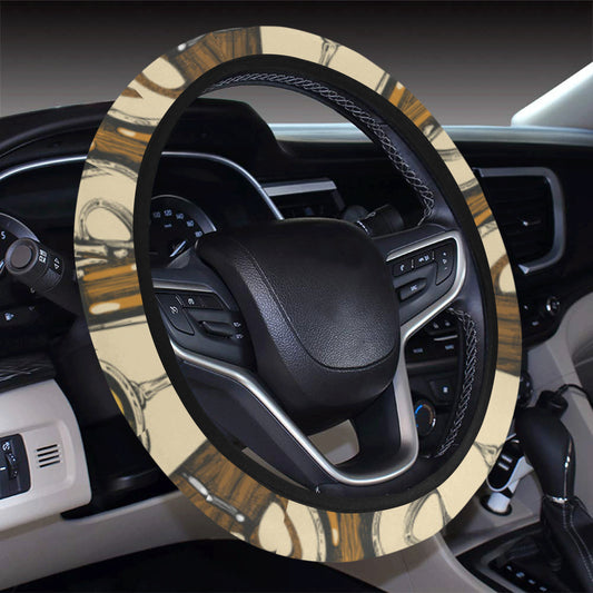 Beer Pattern Print Design 04 Steering Wheel Cover with Elastic Edge