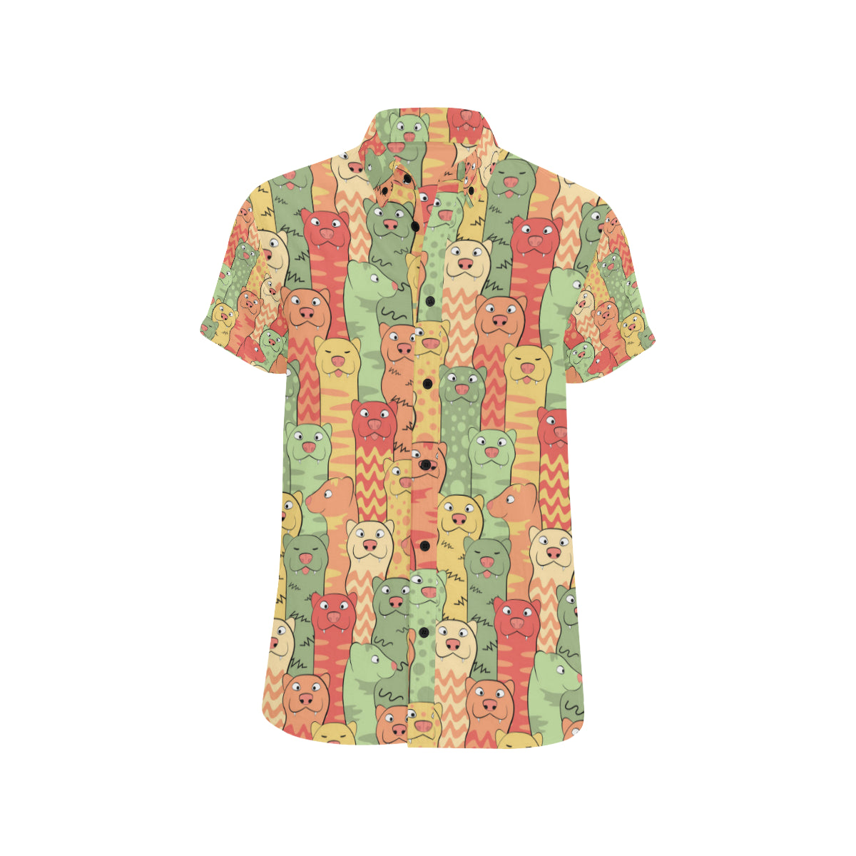 Ferret Pattern Print Design 01 Men's Short Sleeve Button Up Shirt