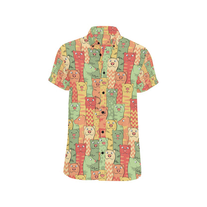 Ferret Pattern Print Design 01 Men's Short Sleeve Button Up Shirt