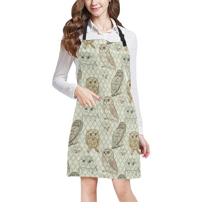 Owl Pattern Print Design A03 Apron with Pocket
