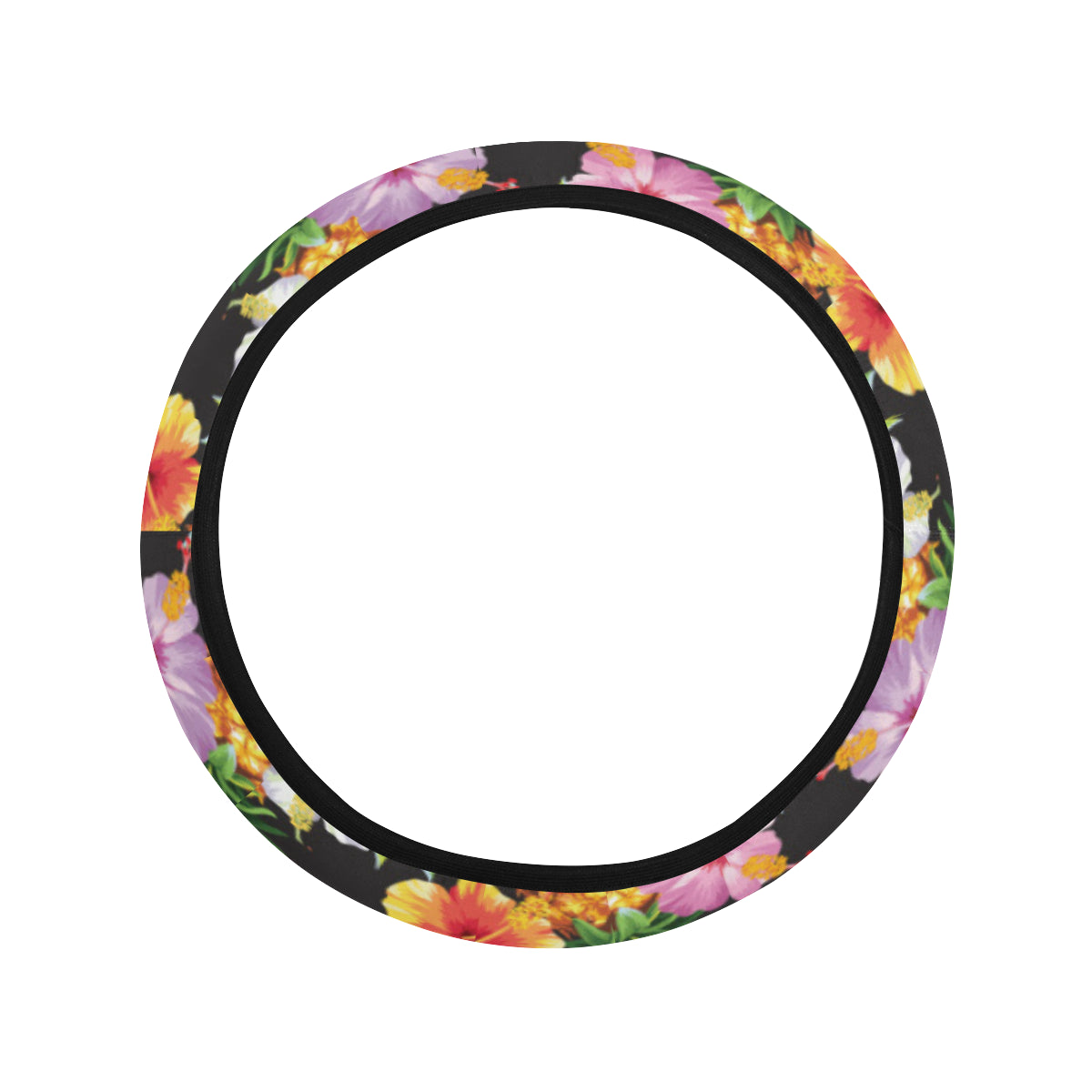 Pineapple Hibiscus Steering Wheel Cover with Elastic Edge