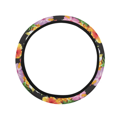 Pineapple Hibiscus Steering Wheel Cover with Elastic Edge