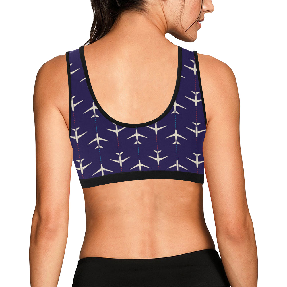 Airplane Pattern Print Design 03 Sports Bra