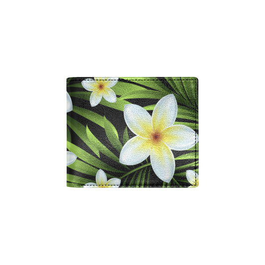 White Plumeria Pattern Print Design PM06 Men's ID Card Wallet