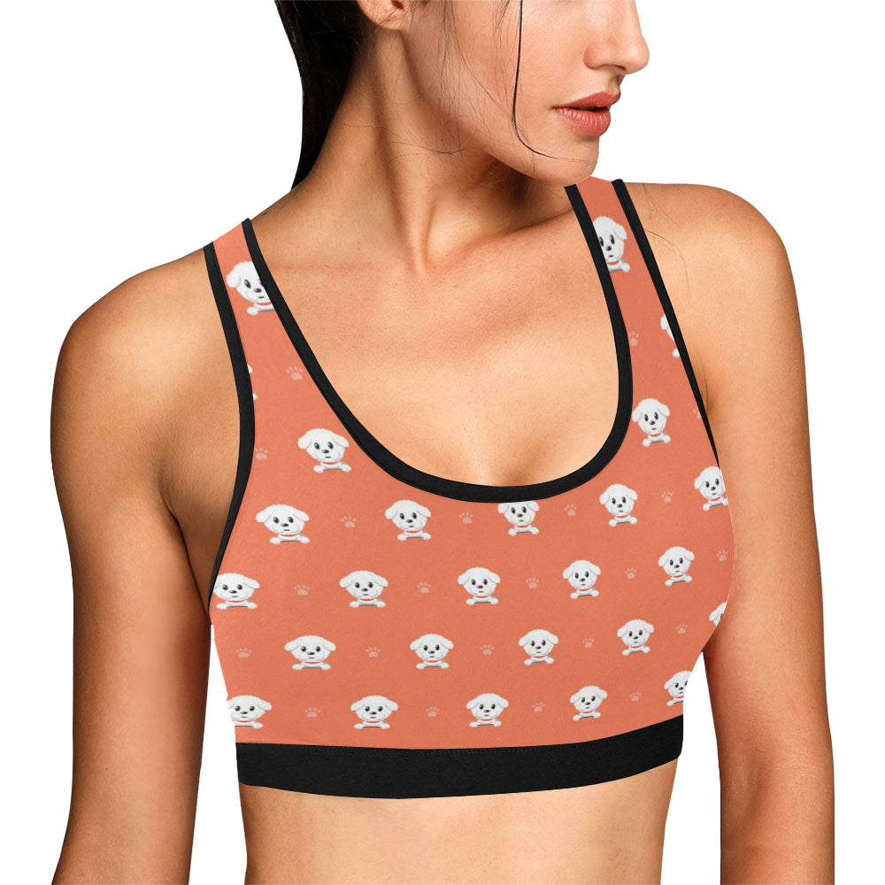 Bichons Frise Pattern Print Design 02 Sports Bra