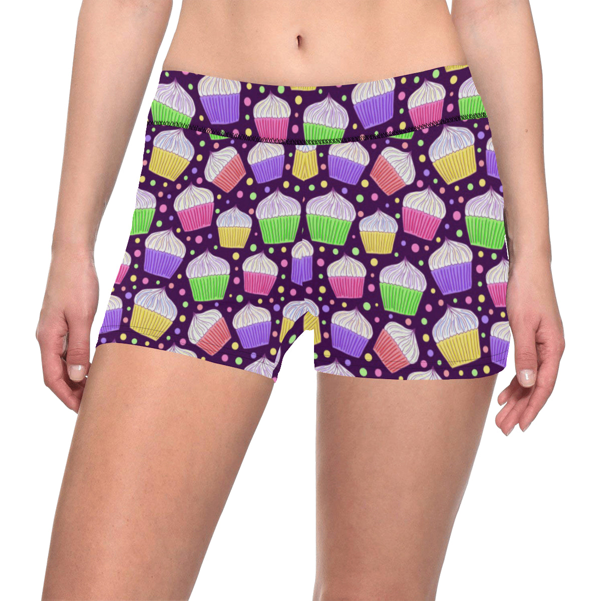 Cupcake Pattern Print Design CP07 Yoga Shorts