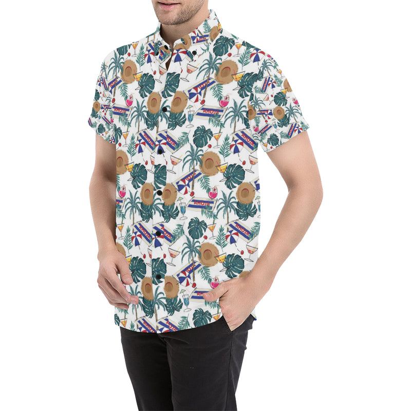 Aloha Hawaii Beach Pattern Print Design 04 Men's Short Sleeve Button Up Shirt