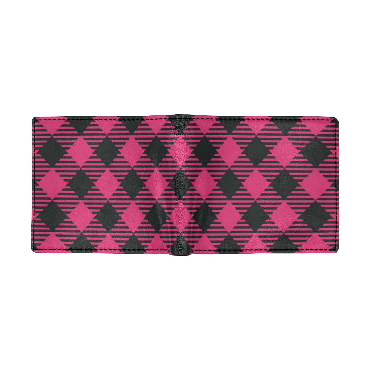 Buffalo check Pink Pattern Print Design 01 Men's ID Card Wallet
