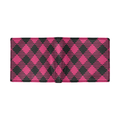 Buffalo check Pink Pattern Print Design 01 Men's ID Card Wallet