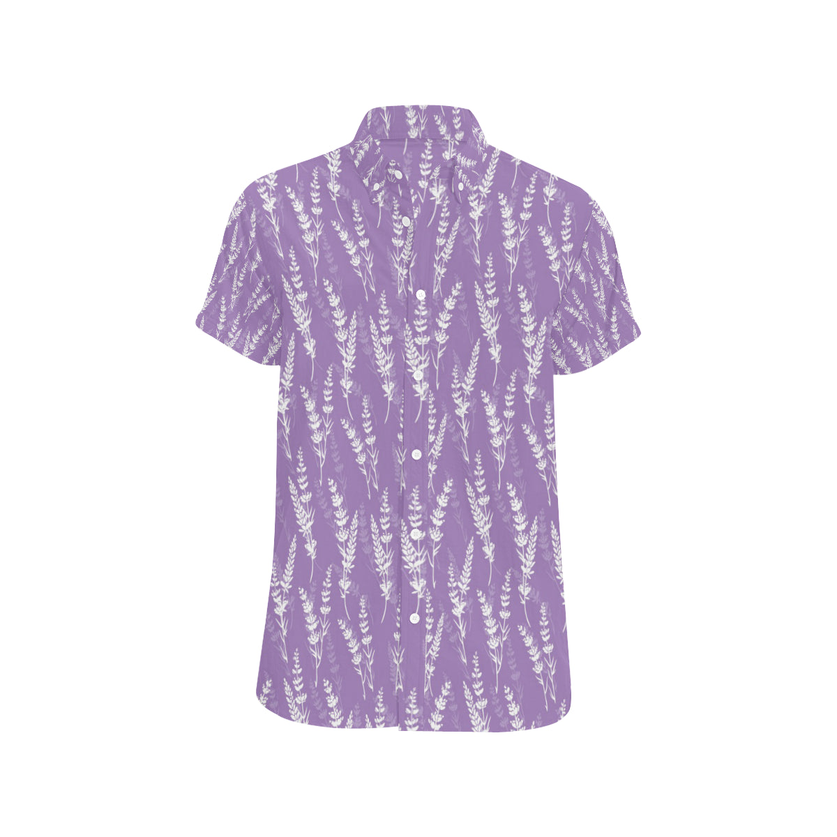 Lavender Pattern Print Design LV08 Men's Short Sleeve Button Up Shirt