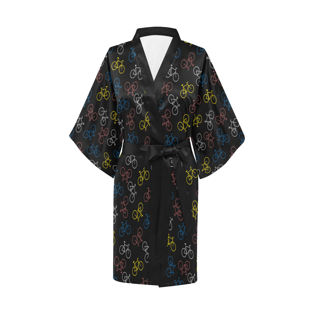 Bicycle Pattern Print Design 03 Women's Short Kimono