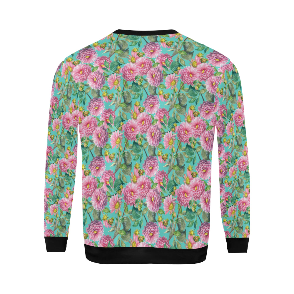Dahlia Pattern Print Design DH07 Men Long Sleeve Sweatshirt