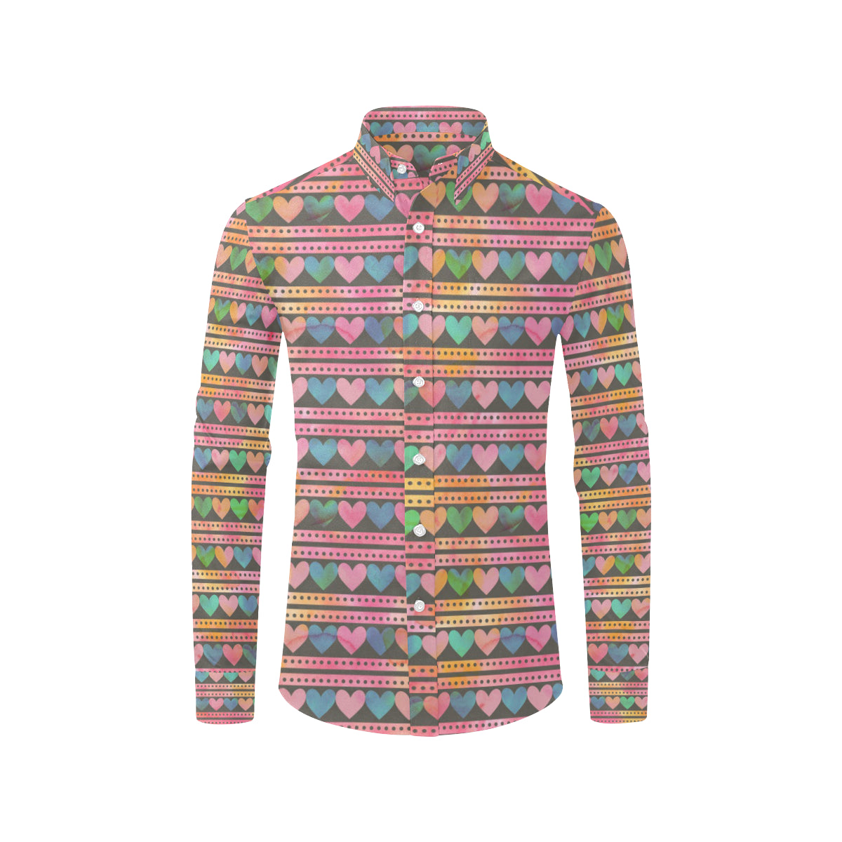 Heart Pattern Print Design HE010 Men's Long Sleeve Shirt