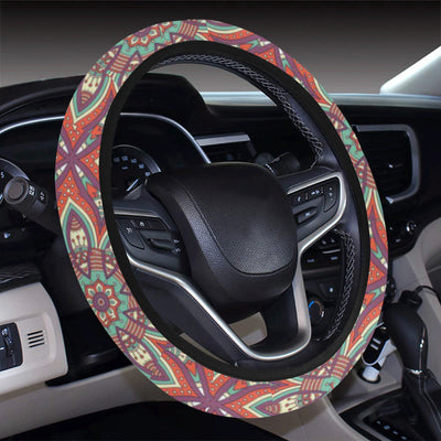 Bohemian Pattern Print Design 03 Steering Wheel Cover with Elastic Edge