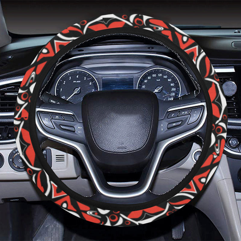 Native North American Themed Print Steering Wheel Cover with Elastic Edge