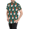 Baseball Fire Print Pattern Men's Short Sleeve Button Up Shirt