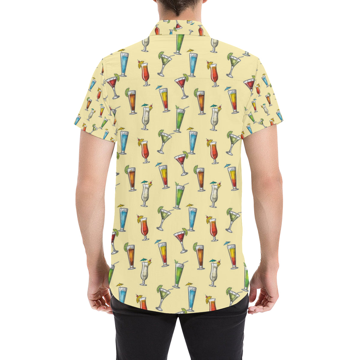 Cocktail Pattern Print Design 02 Men's Short Sleeve Button Up Shirt