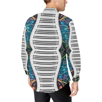 Piano Pattern Print Design 01 Men's Long Sleeve Shirt