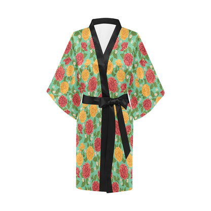 Dahlia Pattern Print Design DH011 Women's Short Kimono