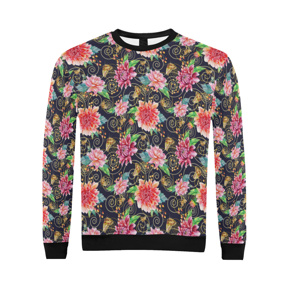 Dahlia Pattern Print Design DH02 Men Long Sleeve Sweatshirt