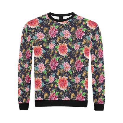 Dahlia Pattern Print Design DH02 Men Long Sleeve Sweatshirt