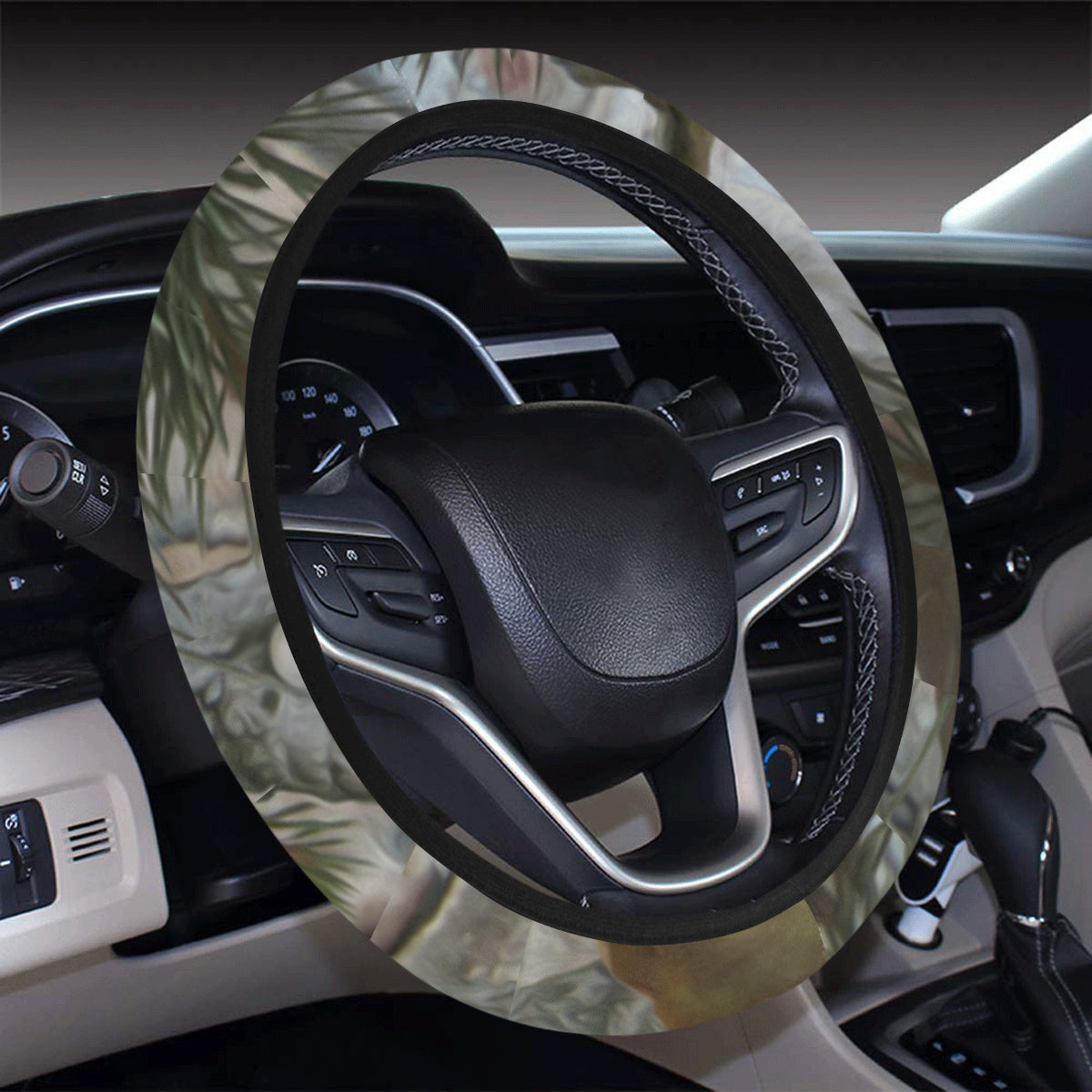 Camo Realistic Tree Forest Pattern Steering Wheel Cover with Elastic Edge